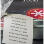 Bayberry candle tins with a poem attached about Good Luck.