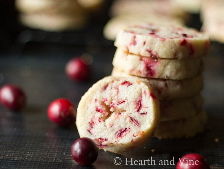 Fresh cranberry shortbread cookies