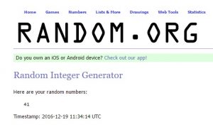 random generator winning number for giveaway