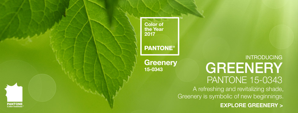 The Pantone color of the year for 2017 is Greenery.