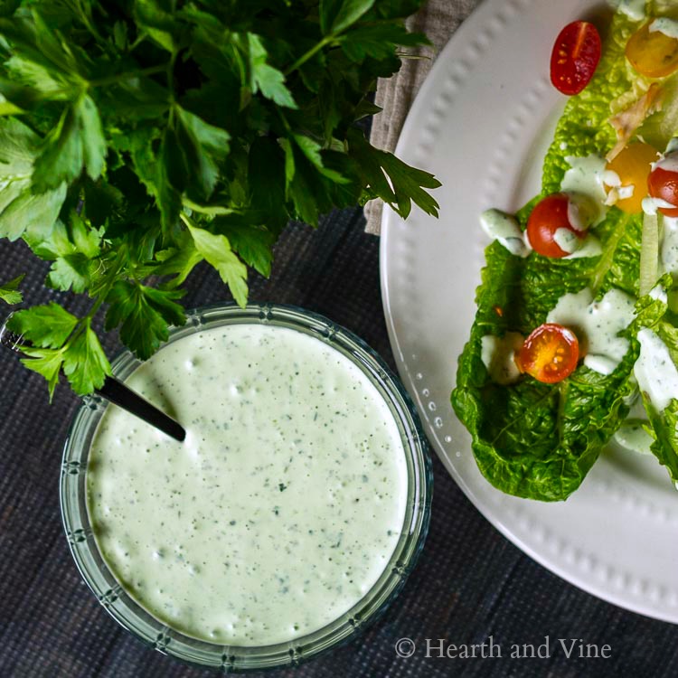 bowl of green goddess dressing