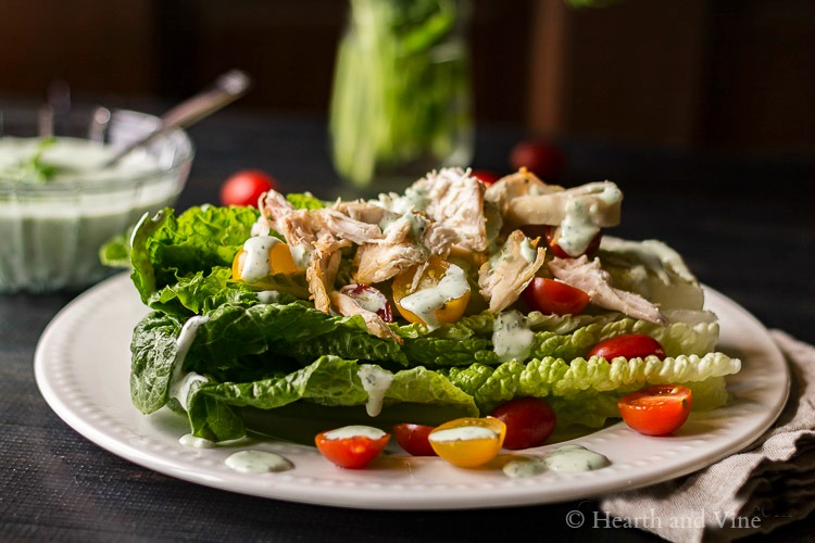 Green goddess dressing on salad