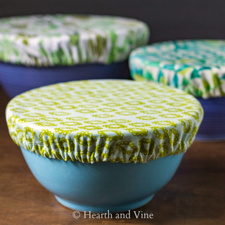 Cotton reusable bowl covers in 3 colorful prints