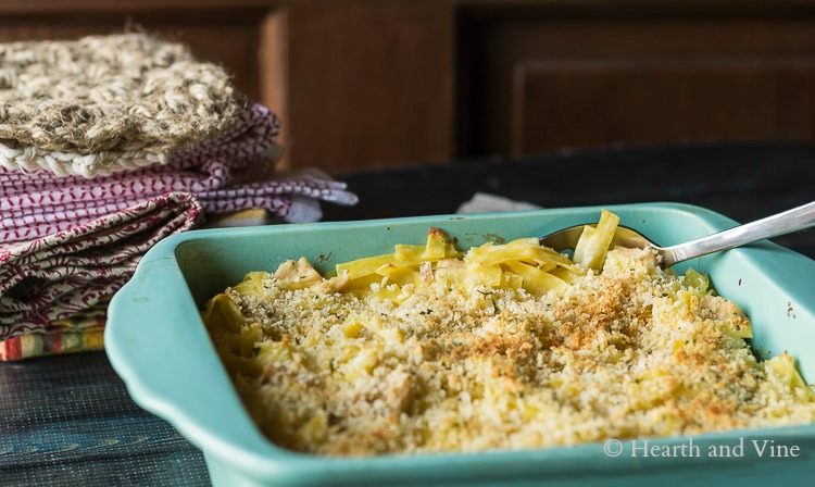 Tuna noodle casserole with spoon