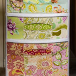 Set of 3 plastic drawers with mod podge fabric fronts.