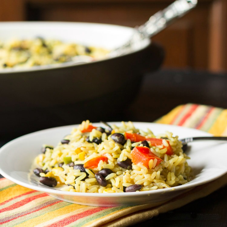 Serving of southwest black beans and rice casserole