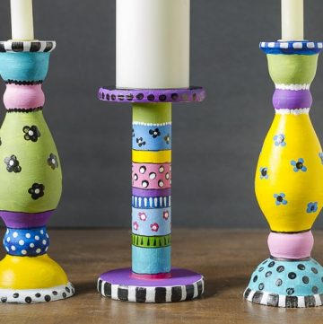 Painting wooden candlesticks adds whimsical look to your decor