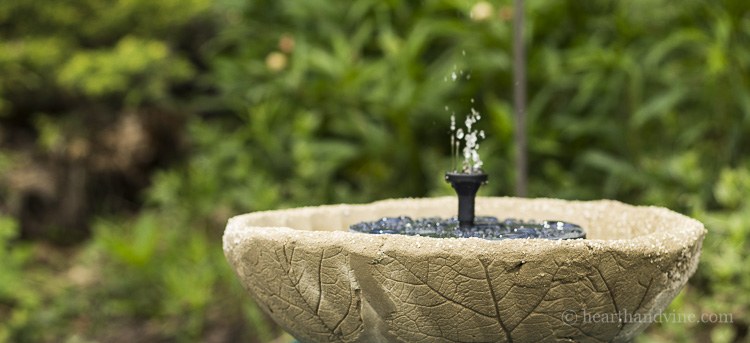 Embossed leaf concrete fountain and bird bath