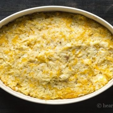 Cheesy hashbrown potato casserole.