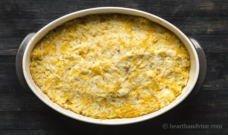 Cheesy hashbrown potato casserole.