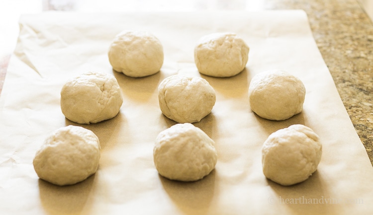 Cut dough ball into 8 sections.