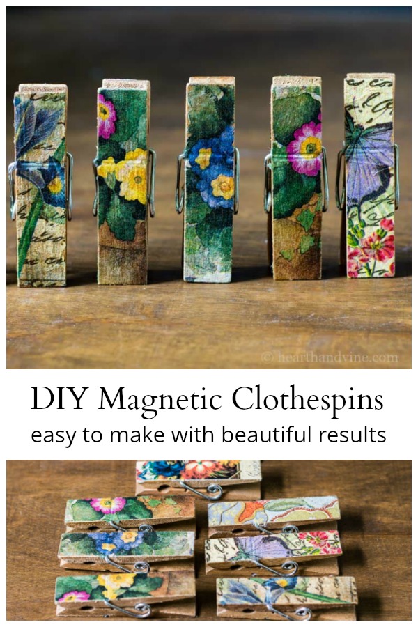 Clothespin magnets with napkins