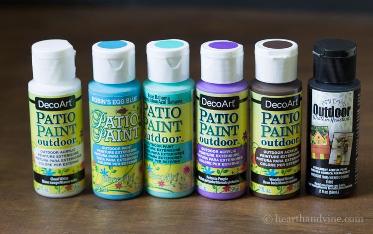 Patio paints in different colors