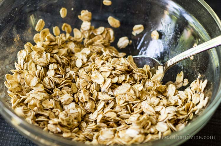 Oat topping for strawberry rhubarb crisp.