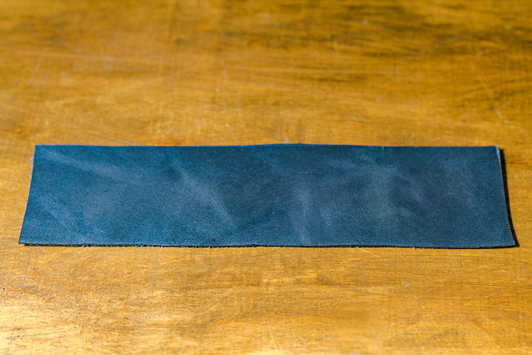 Strip of blue leather.