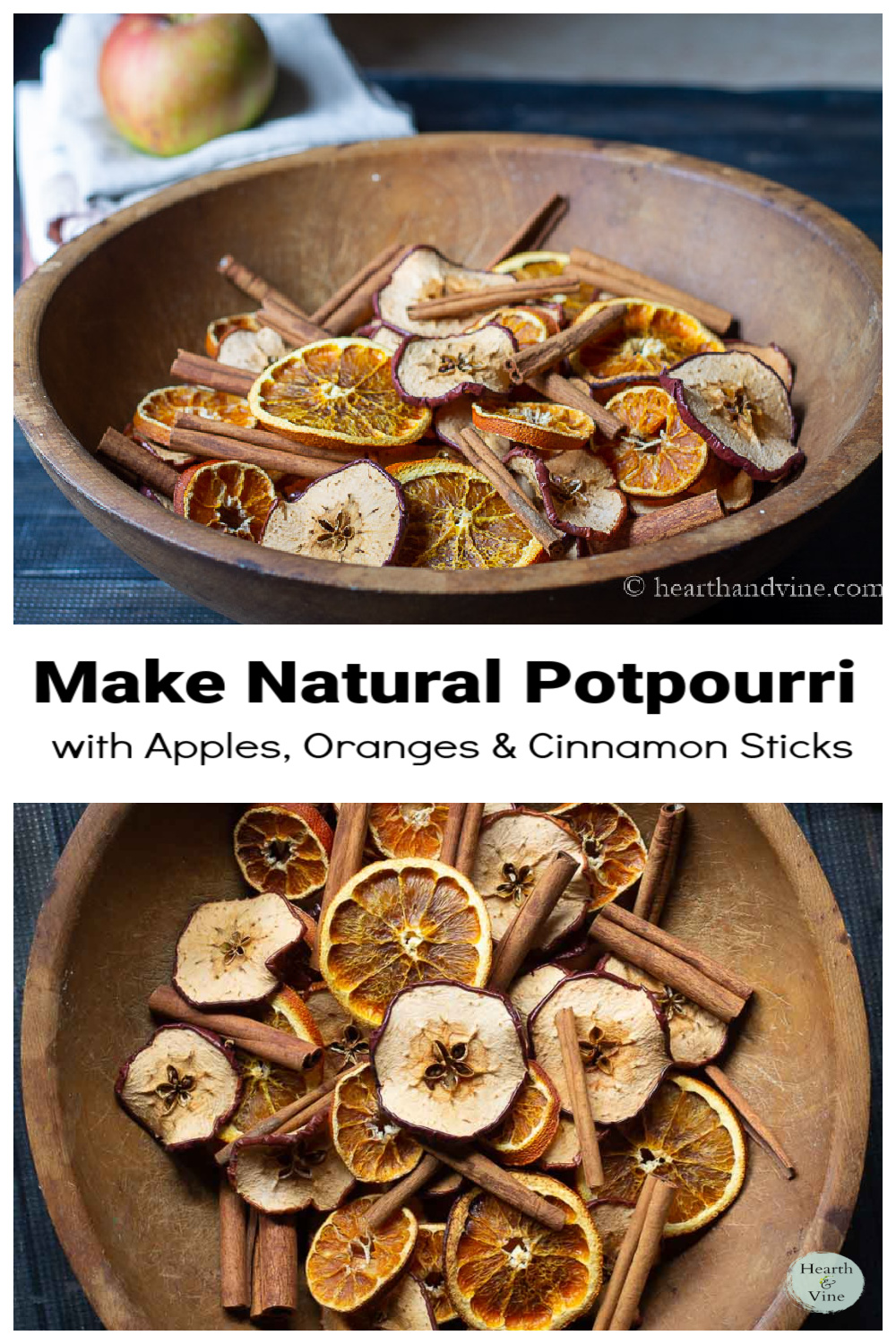 Homemade Potpourri Made With Apples, Oranges and Cinnamon