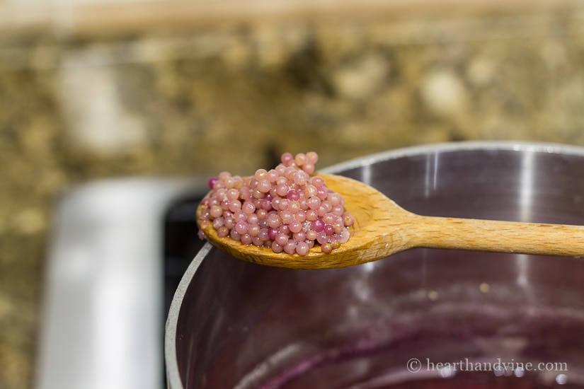 Beauty berry jelly cooked berries.