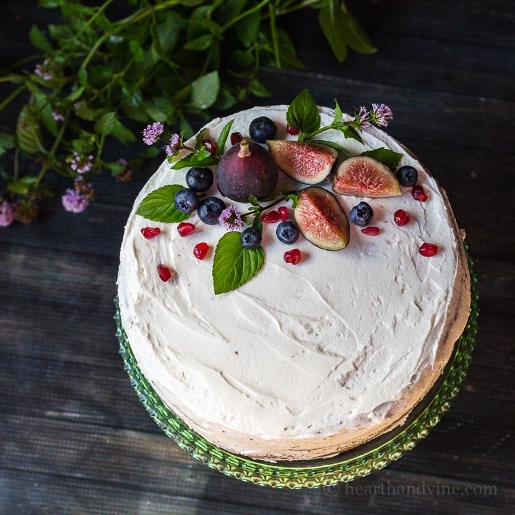 Naked Cake A Rustic Chocolate Cake With Fruit And Flowers   Naked Cake Aerial 