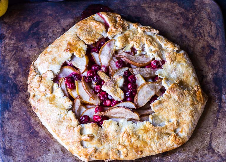 Cranberry and Pear Rustic Pie