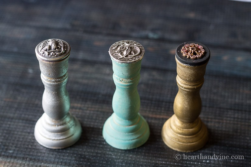 DIY seal wax stamp wooden candlesticks