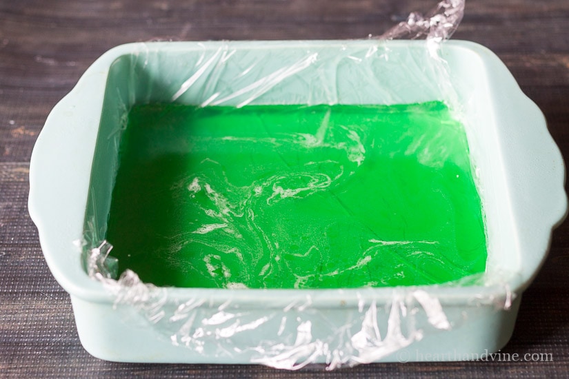 Jelly candy with lime flavoring in mold.