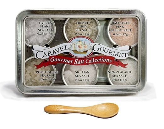 Set of six gourmet salts.