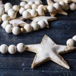 Salt dough christmas garland with wooden beads.