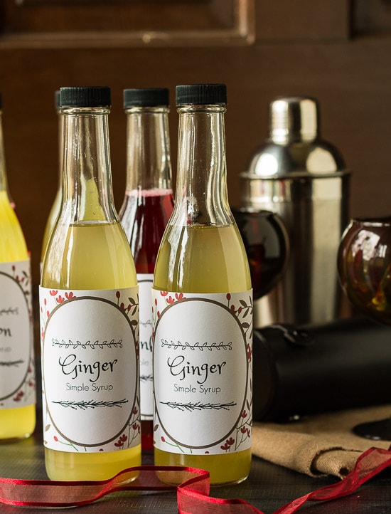 Ginger Simple syrup bottles.