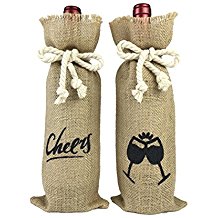 Two wine bags with Cheers on one and other in different languages.