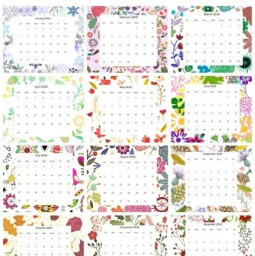 2018 Monthly Calendars - Subscriber Freebie