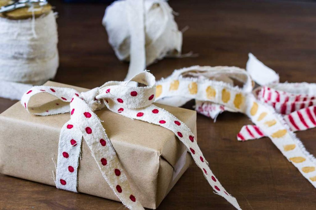 DIY ribbon decorated on package.
