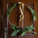 Natural Christmas wreath on front door.