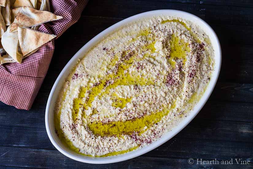 Authentic hummus recipe in oval dish