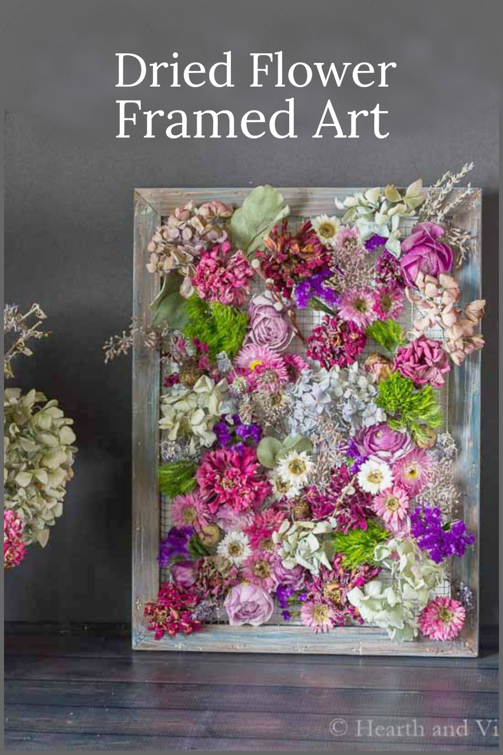 Framed dried flowers