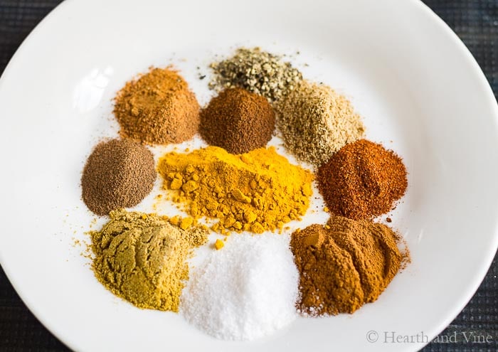 Ten spices for moroccan stew.