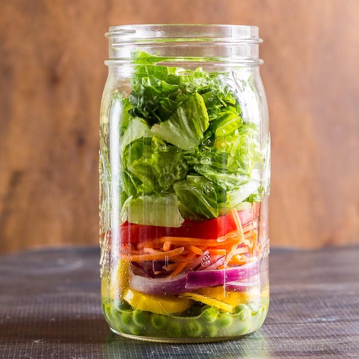 Rainbow mason jar salad.