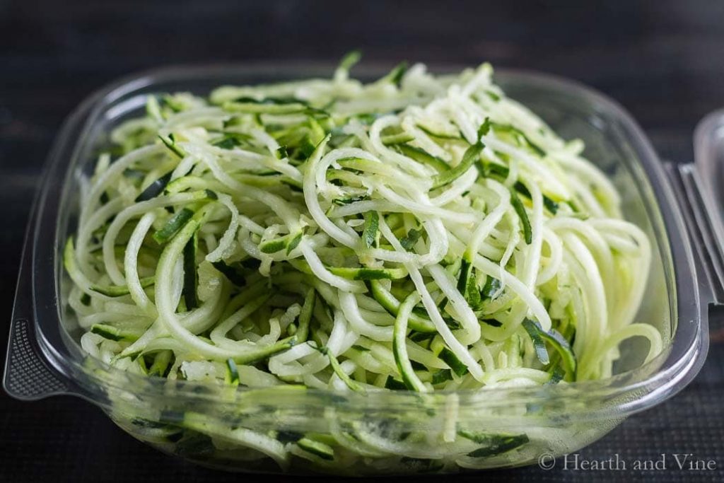 Store container of zoodles