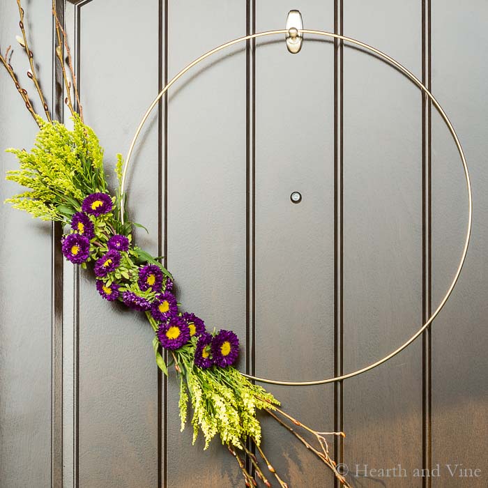 Close up of modern spring wreath