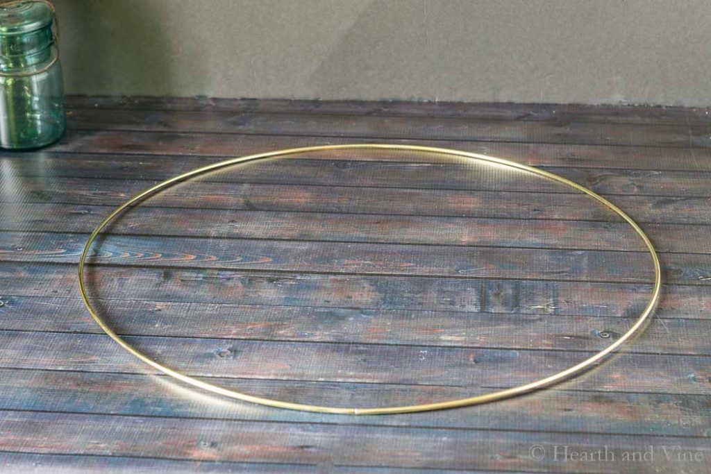 Gold macrame 19 inch ring
