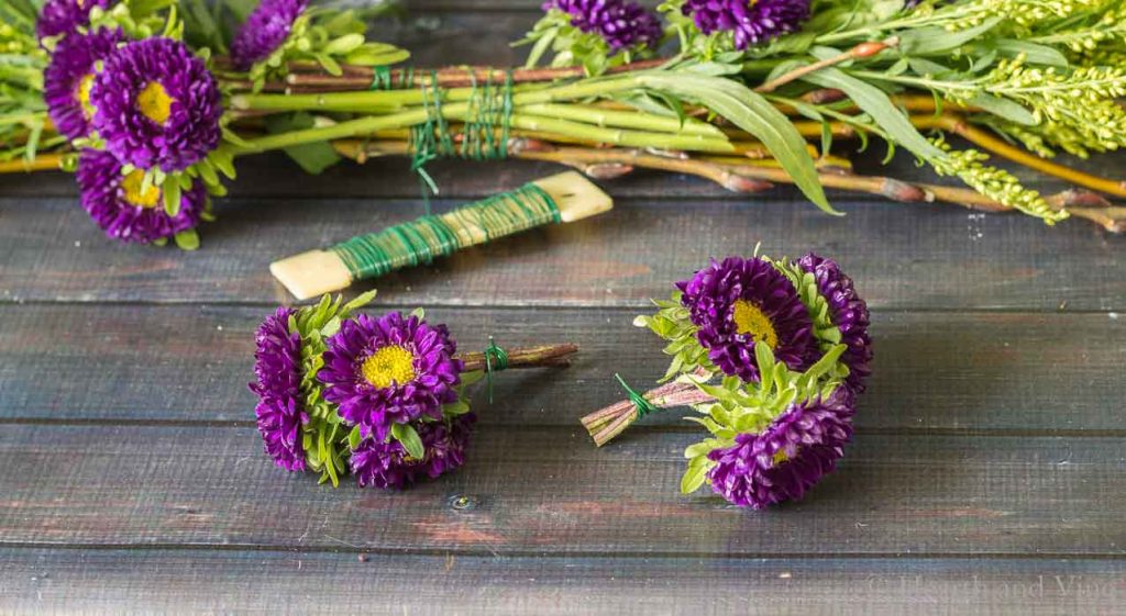 Purple flower bundles