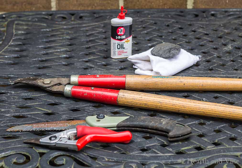 Dirty garden tools for pruning