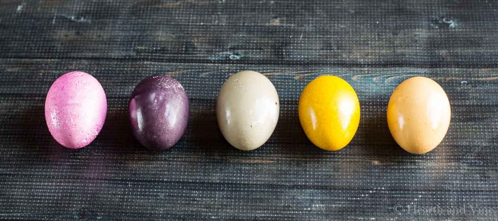 Natural dyed eggs after 5 hours