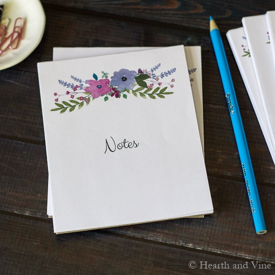 DIY notepads stack on table