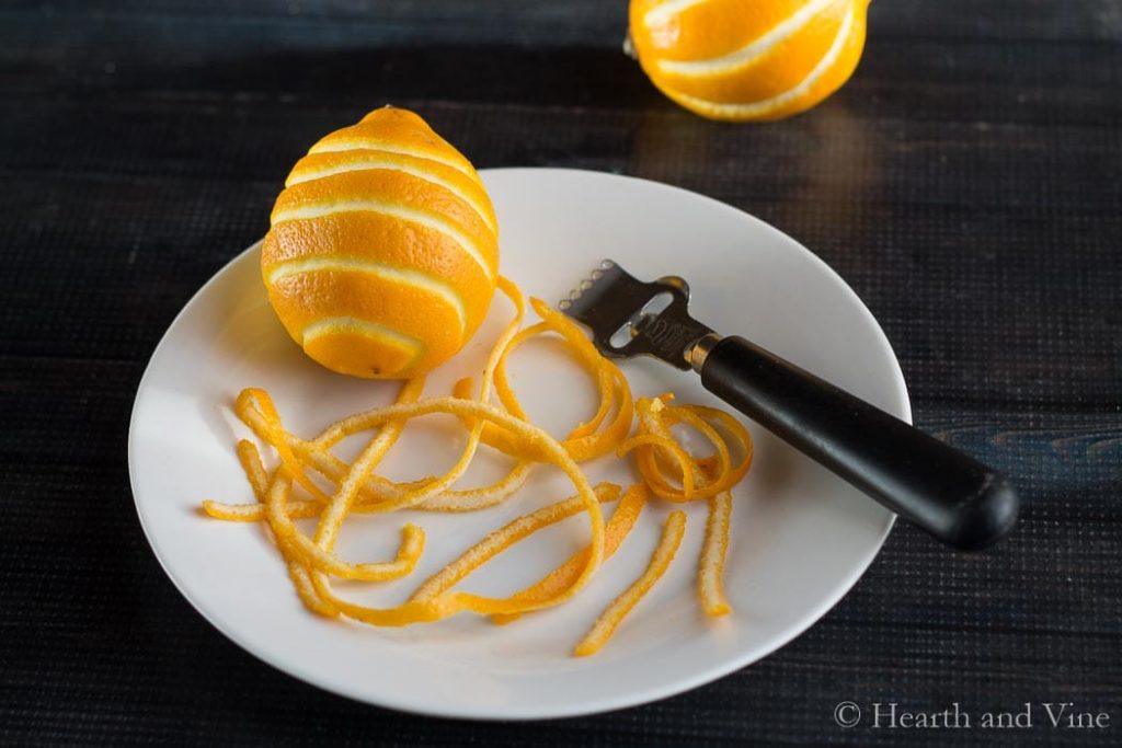 Meyer lemon peels with garnish tool