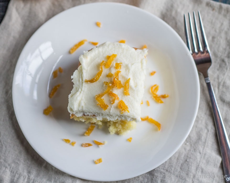 Meyer lemon cake slice on plate