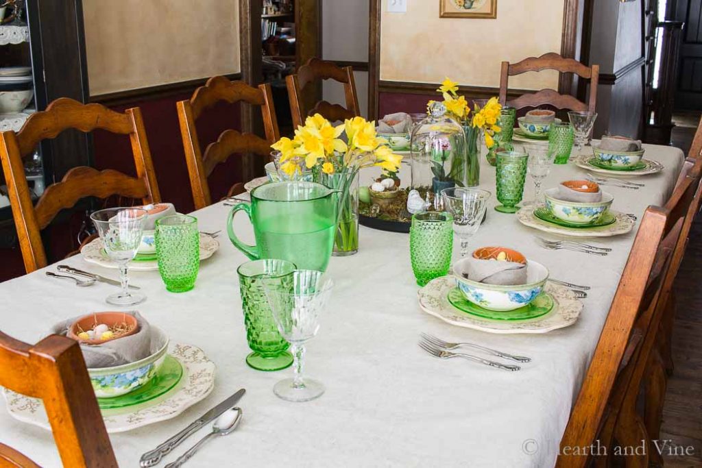 Spring tablescape full view.