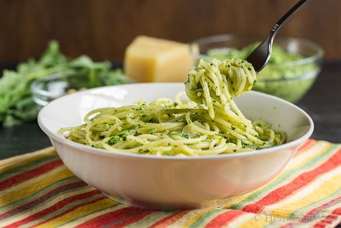 Broccoli rabe pesto on pasta