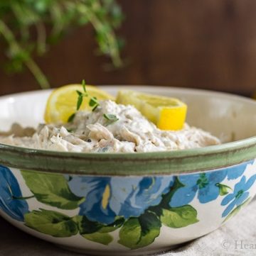 Bowl of lemon chicken salad