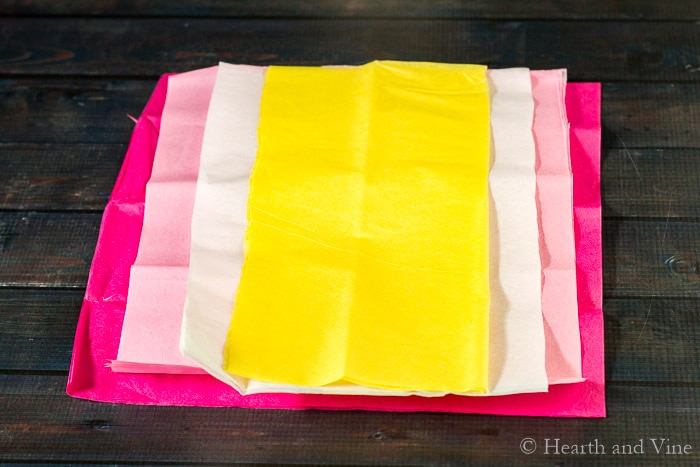 Tissue paper layers for flower making