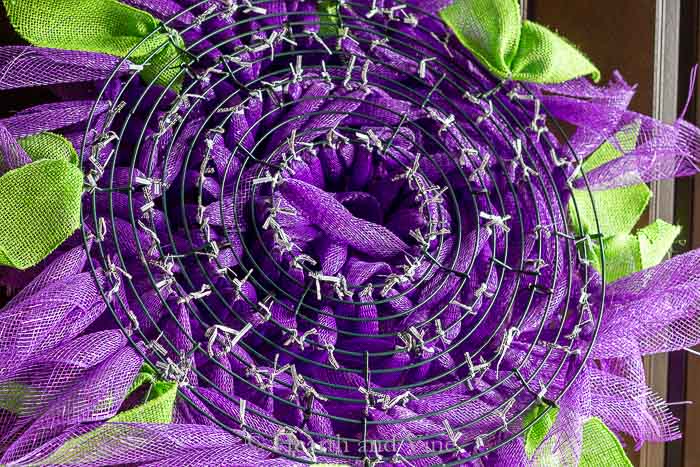 Back of deco mesh wreath